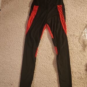Women's Black and Red Leggings